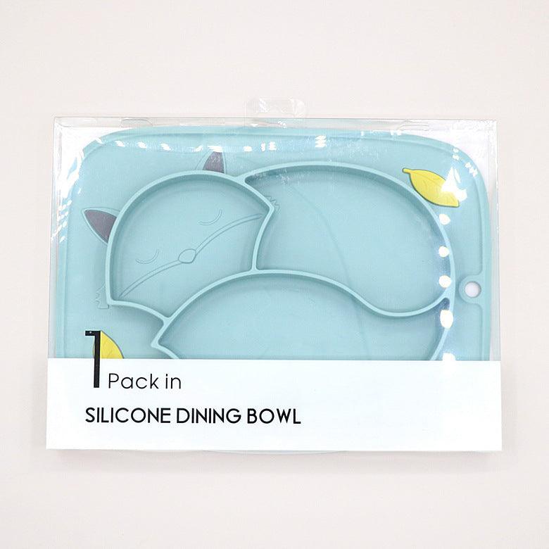 Soft Cute Fox Strong Adsorption Platinum Silicone Dinner Plate Integrated  Non-Slip