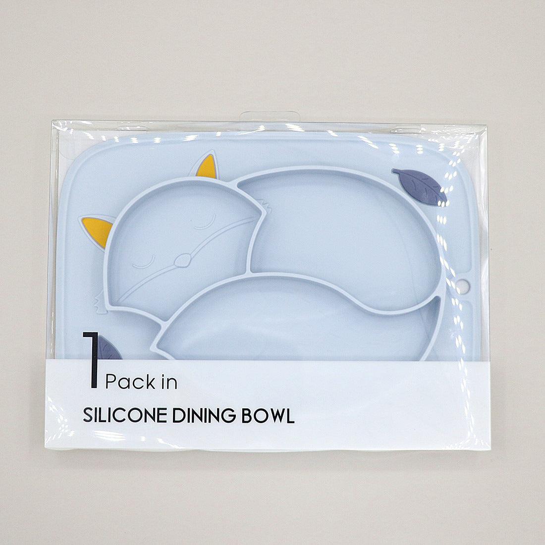 Soft Cute Fox Strong Adsorption Platinum Silicone Dinner Plate Integrated  Non-Slip