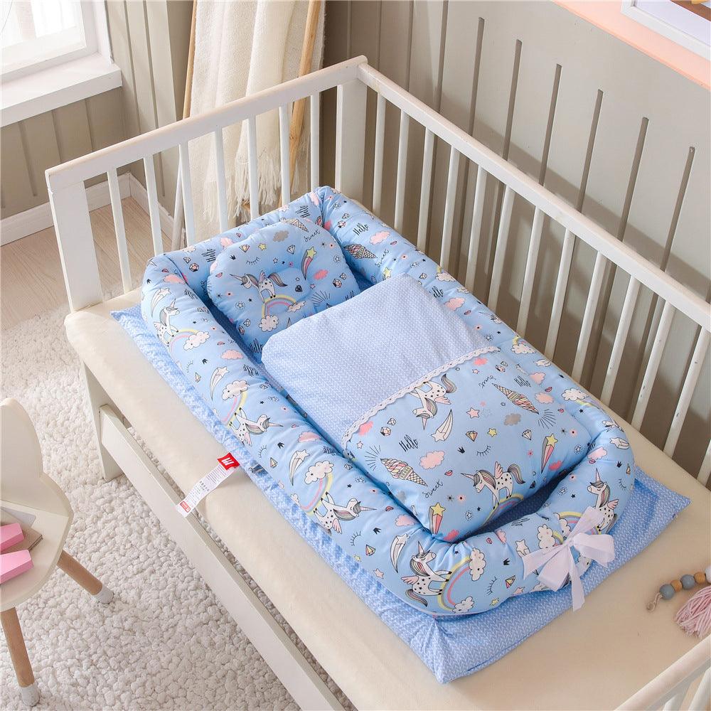 Newborn Foldable Portable Crib Middle Bed Baby Infant Bionic Mattress