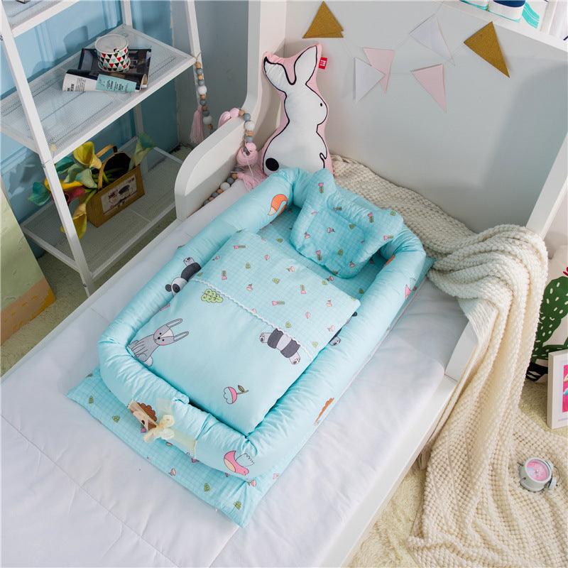 Newborn Foldable Portable Crib Middle Bed Baby Infant Bionic Mattress