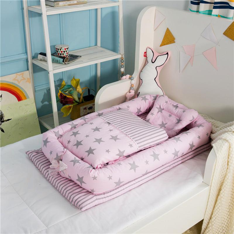 Newborn Foldable Portable Crib Middle Bed Baby Infant Bionic Mattress