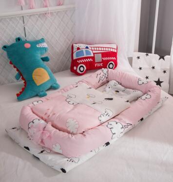 Newborn Foldable Portable Crib Middle Bed Baby Infant Bionic Mattress