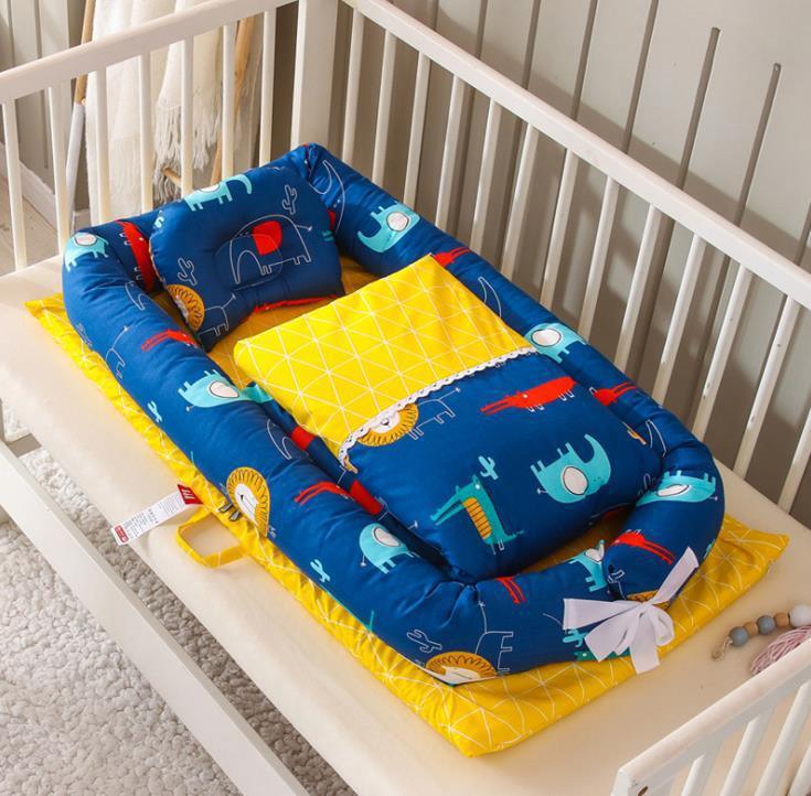 Newborn Foldable Portable Crib Middle Bed Baby Infant Bionic Mattress