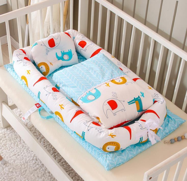 Newborn Foldable Portable Crib Middle Bed Baby Infant Bionic Mattress