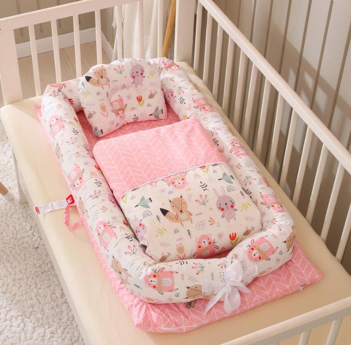 Newborn Foldable Portable Crib Middle Bed Baby Infant Bionic Mattress