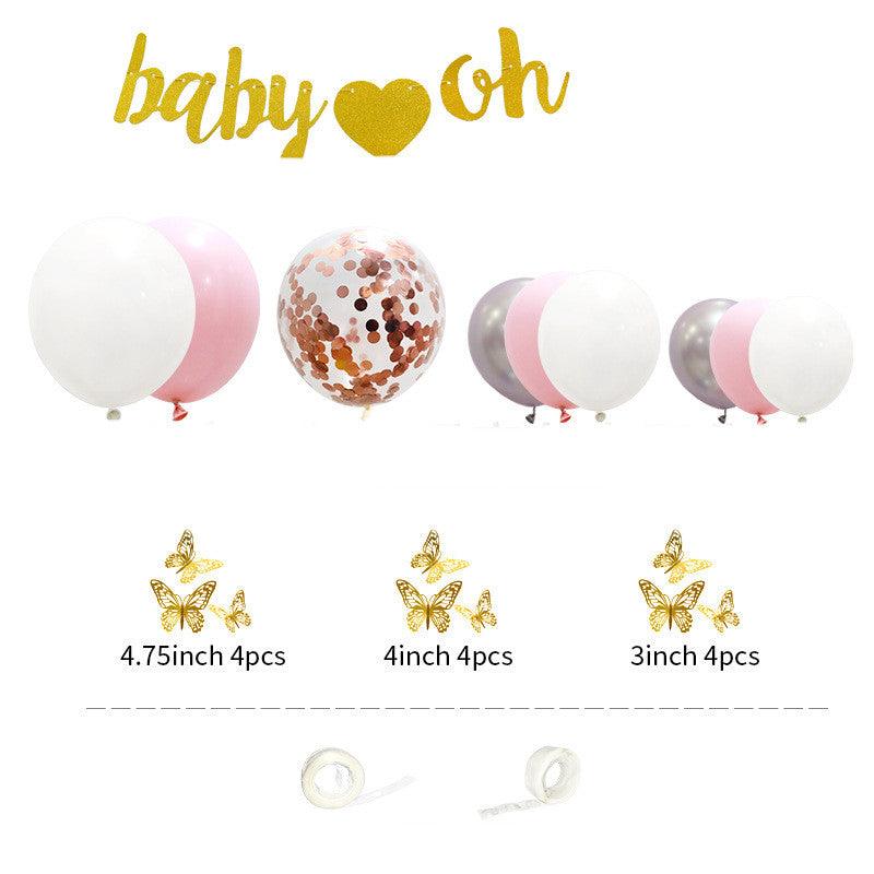 Girl Butterfly Baby Party Decoration Balloon Supplies