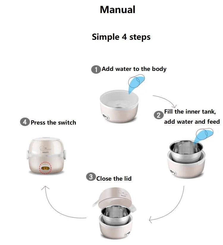 Compact Electric Rice Cooker and Food Steamer Combo