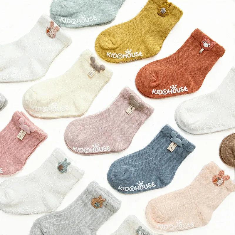 LittleLaughs Non-Slip Cotton Socks/3 Pairs