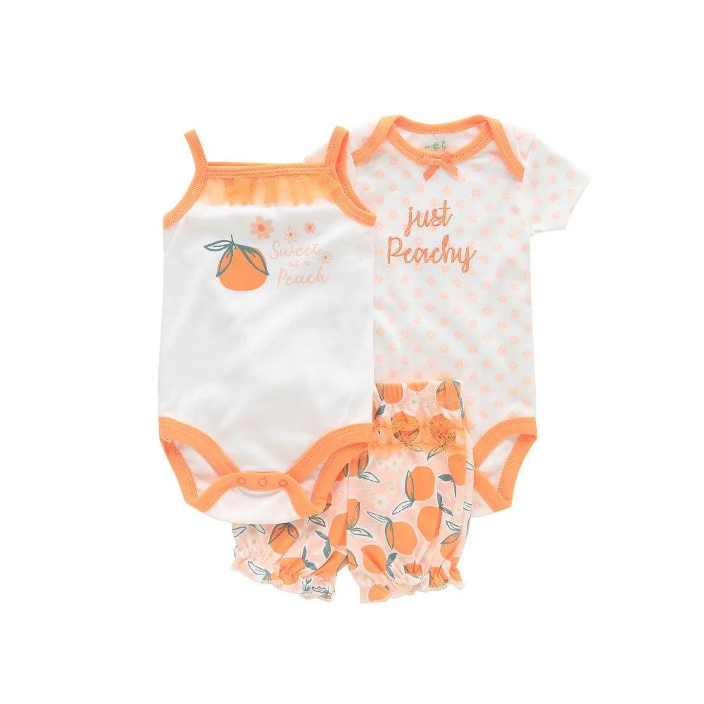 Baby Girl Cotton Romper and Pants Set