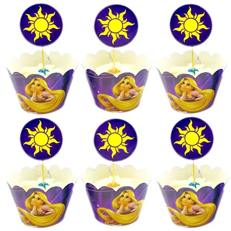 Disney Tangled Rapunzel Theme Party Supplies Tableware Paper Cup Plate Napkin Flag Baby Shower Balloons Birthday Party Decor