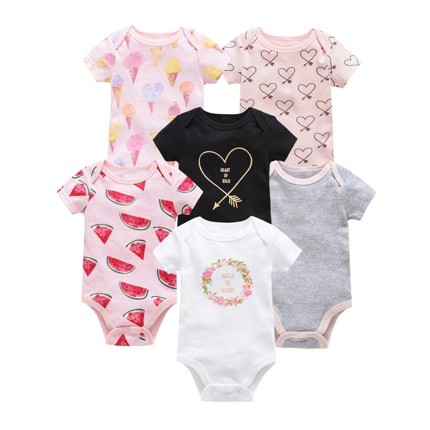 Baby Girls Clothes 3/ 6 pcs pour nouveaux Cotton Short Sleeve  Bodysuit 0-12 Months