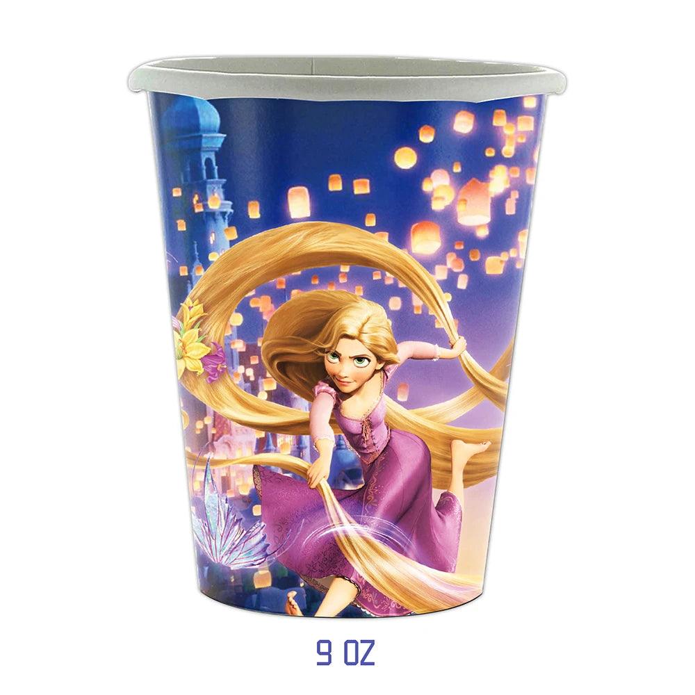 Disney Tangled Rapunzel Theme Party Supplies Tableware Paper Cup Plate Napkin Flag Baby Shower Balloons Birthday Party Decor