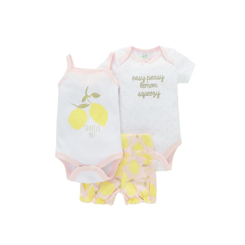 Baby Girl Cotton Romper and Pants Set