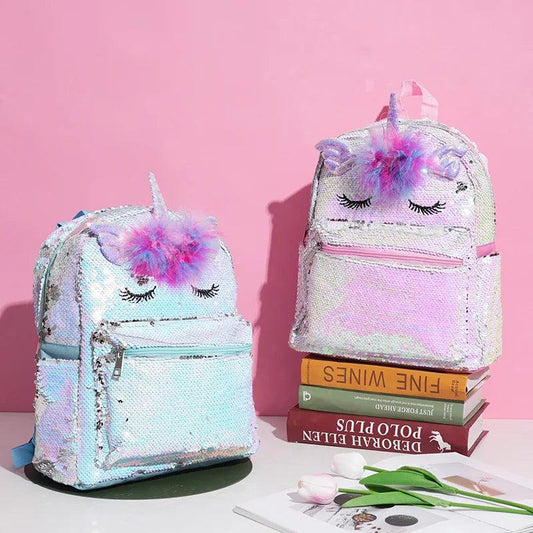 Sequins Unicorn Girls Backpack for School