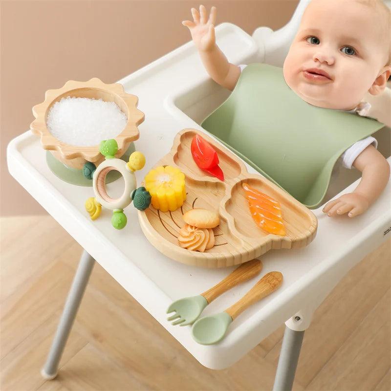 Baby Bamboo Wooden Tableware Set