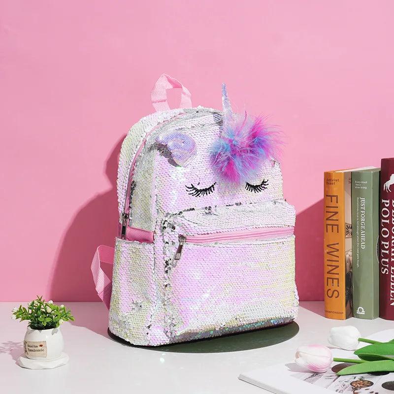 Sequins Unicorn Girls Backpack for School