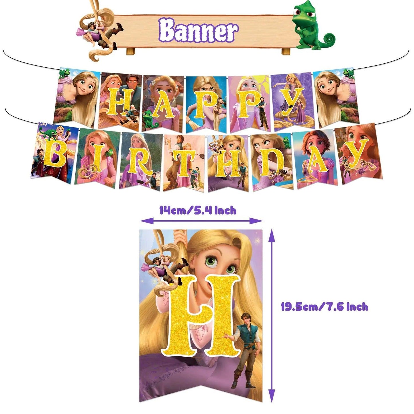 Disney Tangled Rapunzel Theme Party Supplies Tableware Paper Cup Plate Napkin Flag Baby Shower Balloons Birthday Party Decor