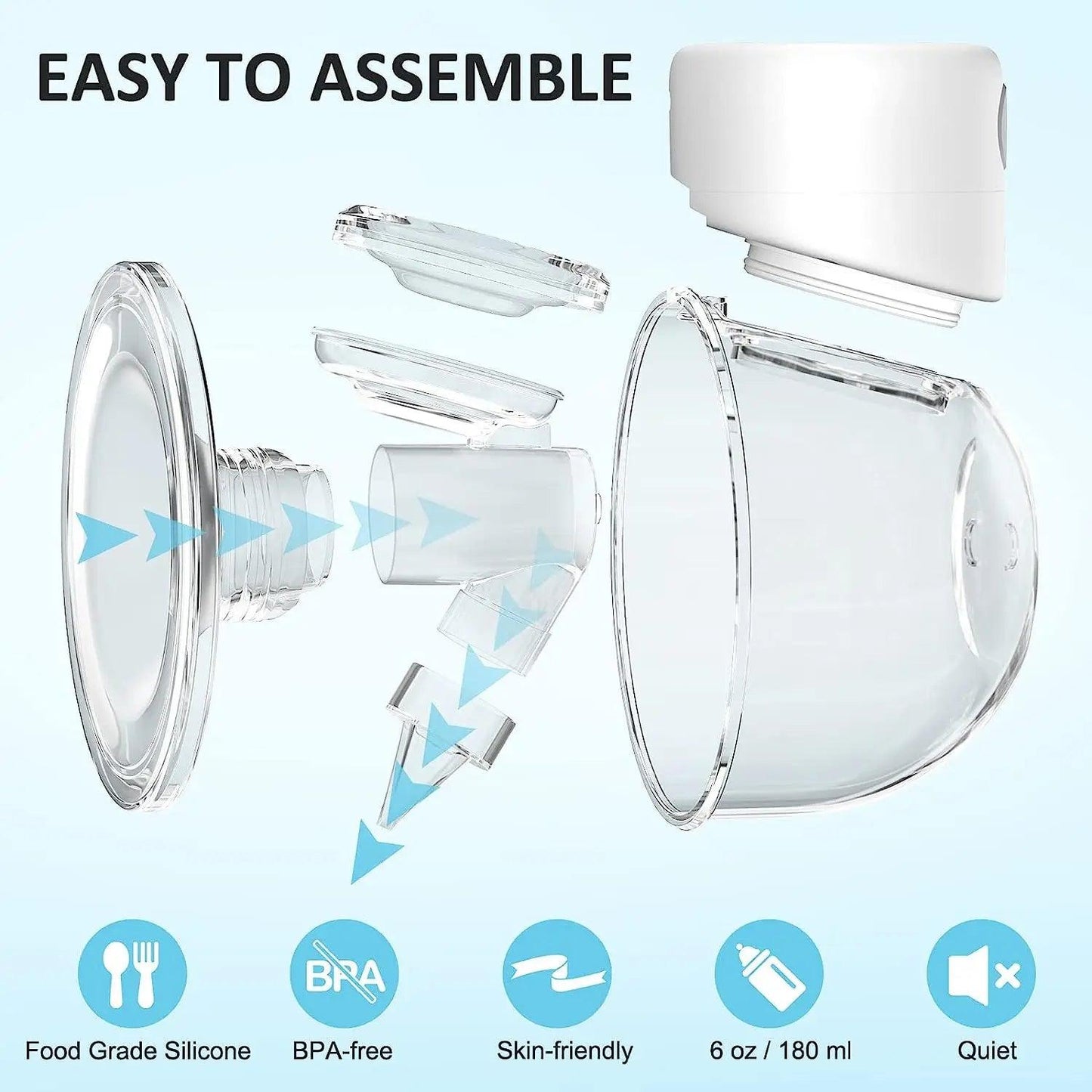 Hands-Free Electric Breast Pump - Portable Wearable Milk Extractor