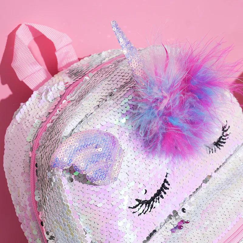 Sequins Unicorn Girls Backpack for School