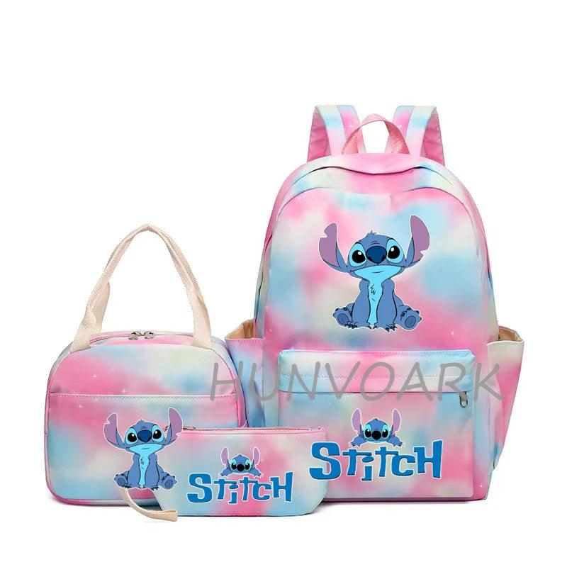 3Pcs Lilo Stitch Backpack  Multi-pocket School Bag High Quality