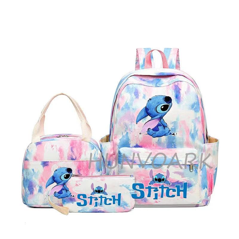 3Pcs Lilo Stitch Backpack  Multi-pocket School Bag High Quality