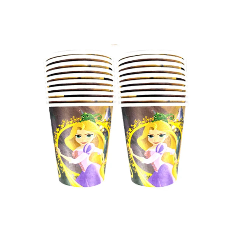 Disney Tangled Rapunzel Theme Party Supplies Tableware Paper Cup Plate Napkin Flag Baby Shower Balloons Birthday Party Decor