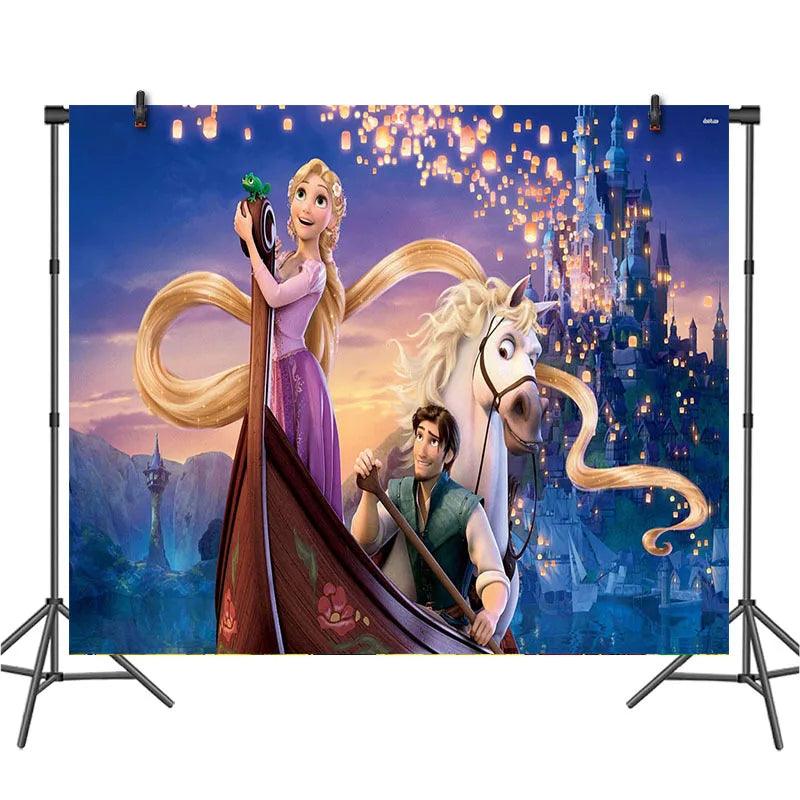 Disney Tangled Rapunzel Theme Party Supplies Tableware Paper Cup Plate Napkin Flag Baby Shower Balloons Birthday Party Decor