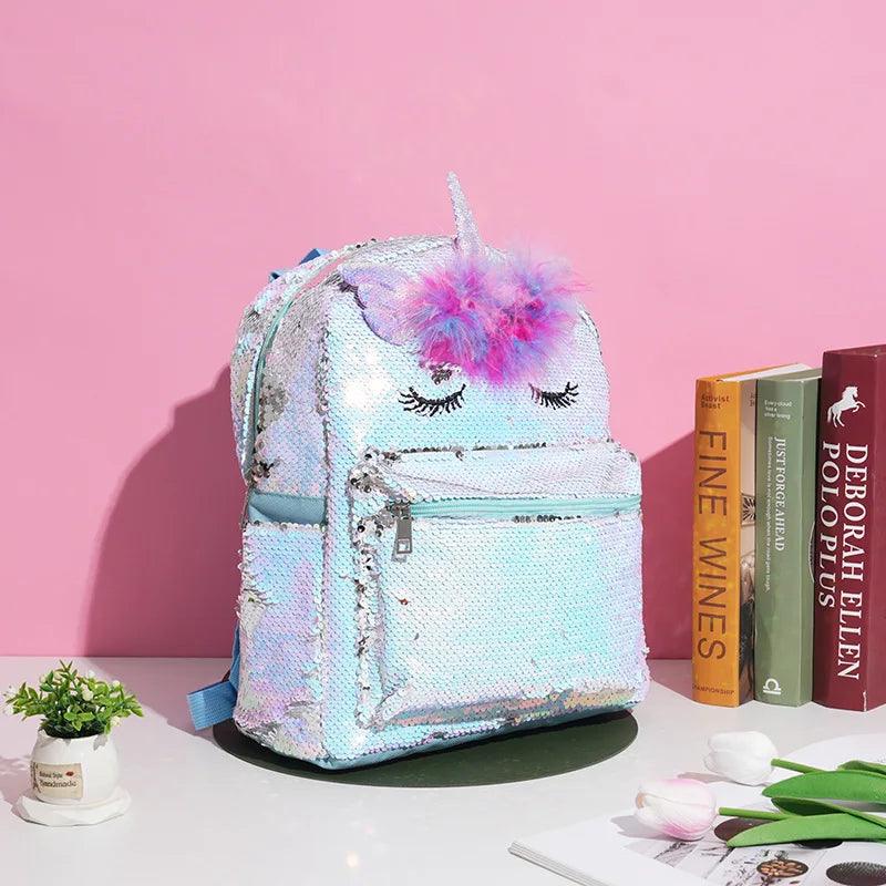 Sequins Unicorn Girls Backpack for School