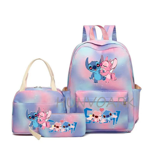 3Pcs Lilo Stitch Backpack  Multi-pocket School Bag High Quality