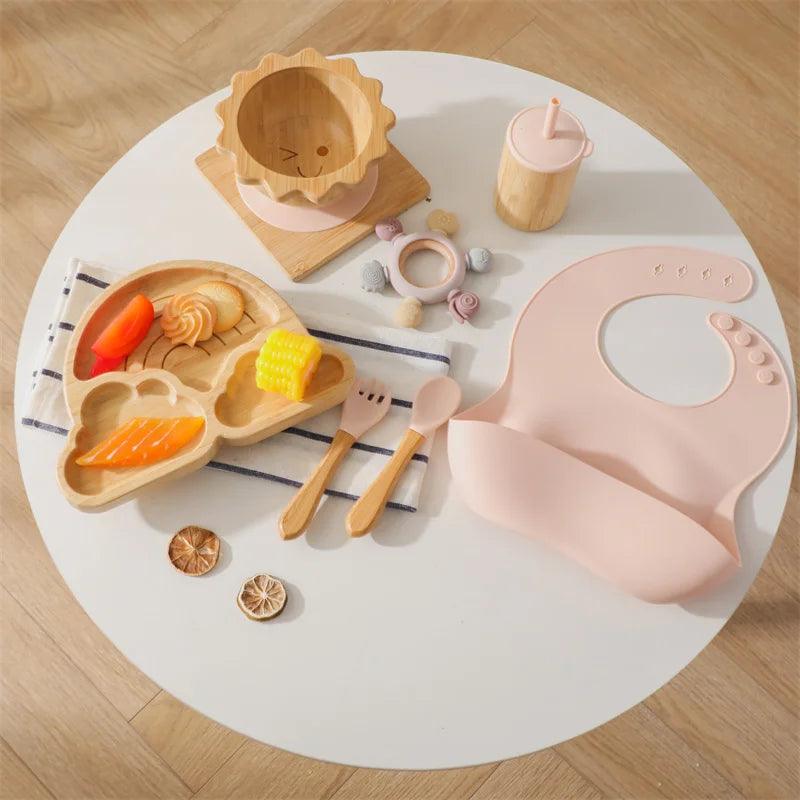 Baby Bamboo Wooden Tableware Set