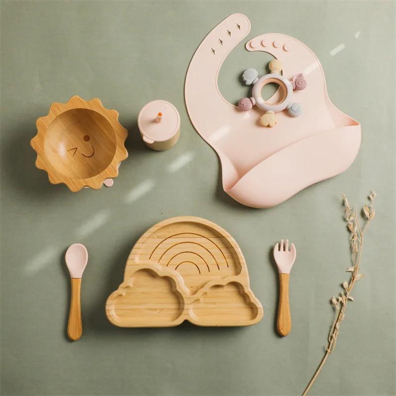 Baby Bamboo Wooden Tableware Set