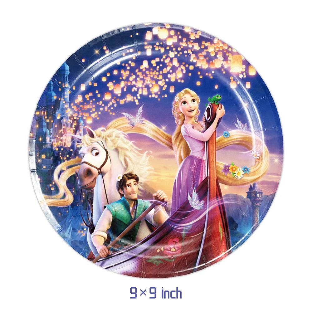 Disney Tangled Rapunzel Theme Party Supplies Tableware Paper Cup Plate Napkin Flag Baby Shower Balloons Birthday Party Decor