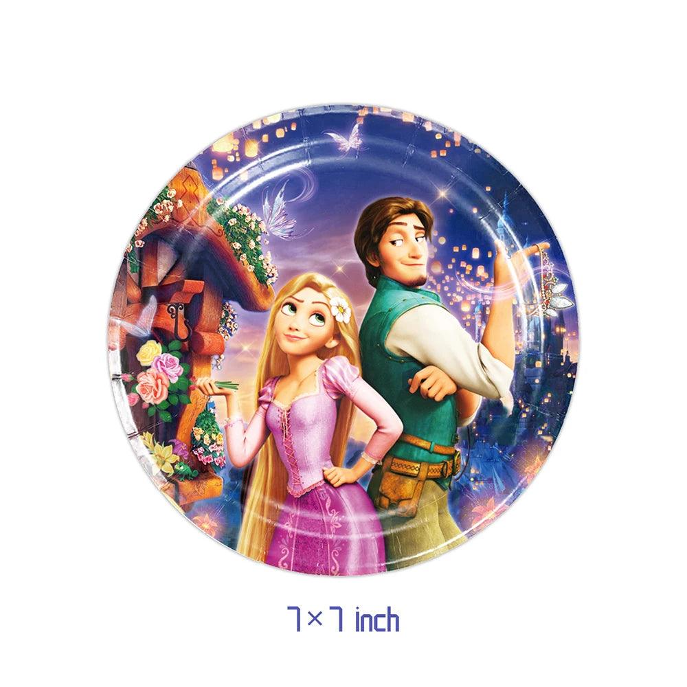 Disney Tangled Rapunzel Theme Party Supplies Tableware Paper Cup Plate Napkin Flag Baby Shower Balloons Birthday Party Decor