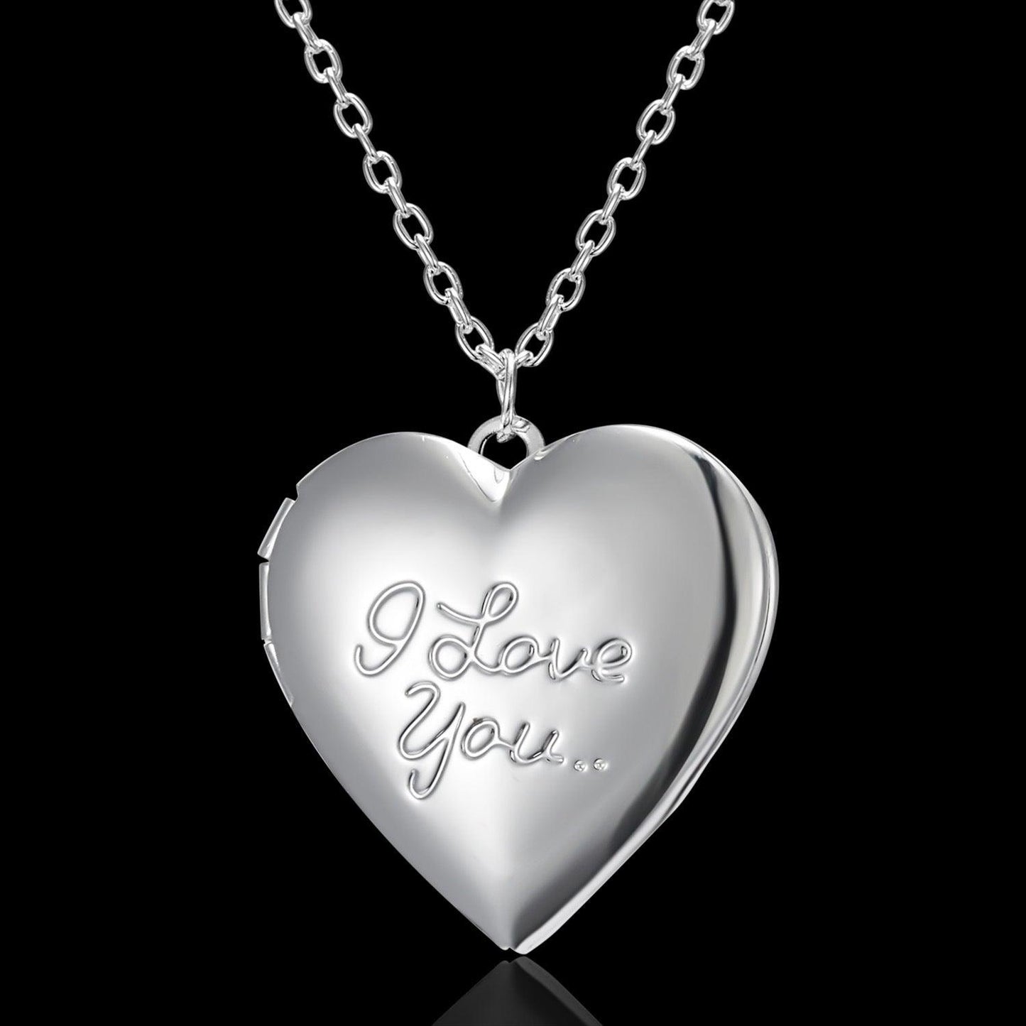 Carved Design Love Necklace Personalized Heart-shaped Photo Frame Pendant