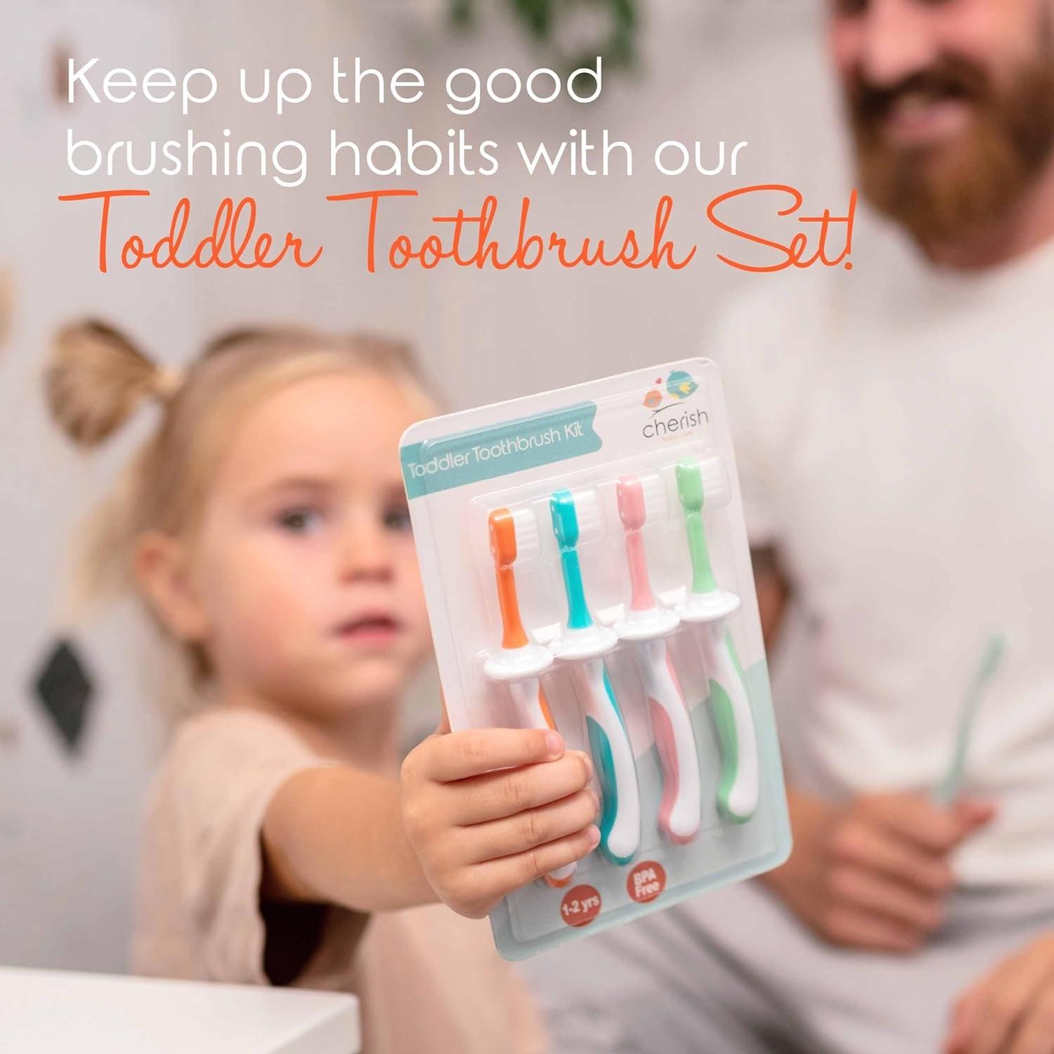 Baby Toothbrush Set (3-24 Months) - Bpa-Free Baby Finger Toothbrush, Training Toothbrush & Toddler Toothbrush - Designed in Canada - Complete Baby’S First Toothbrush Kit (Orange)